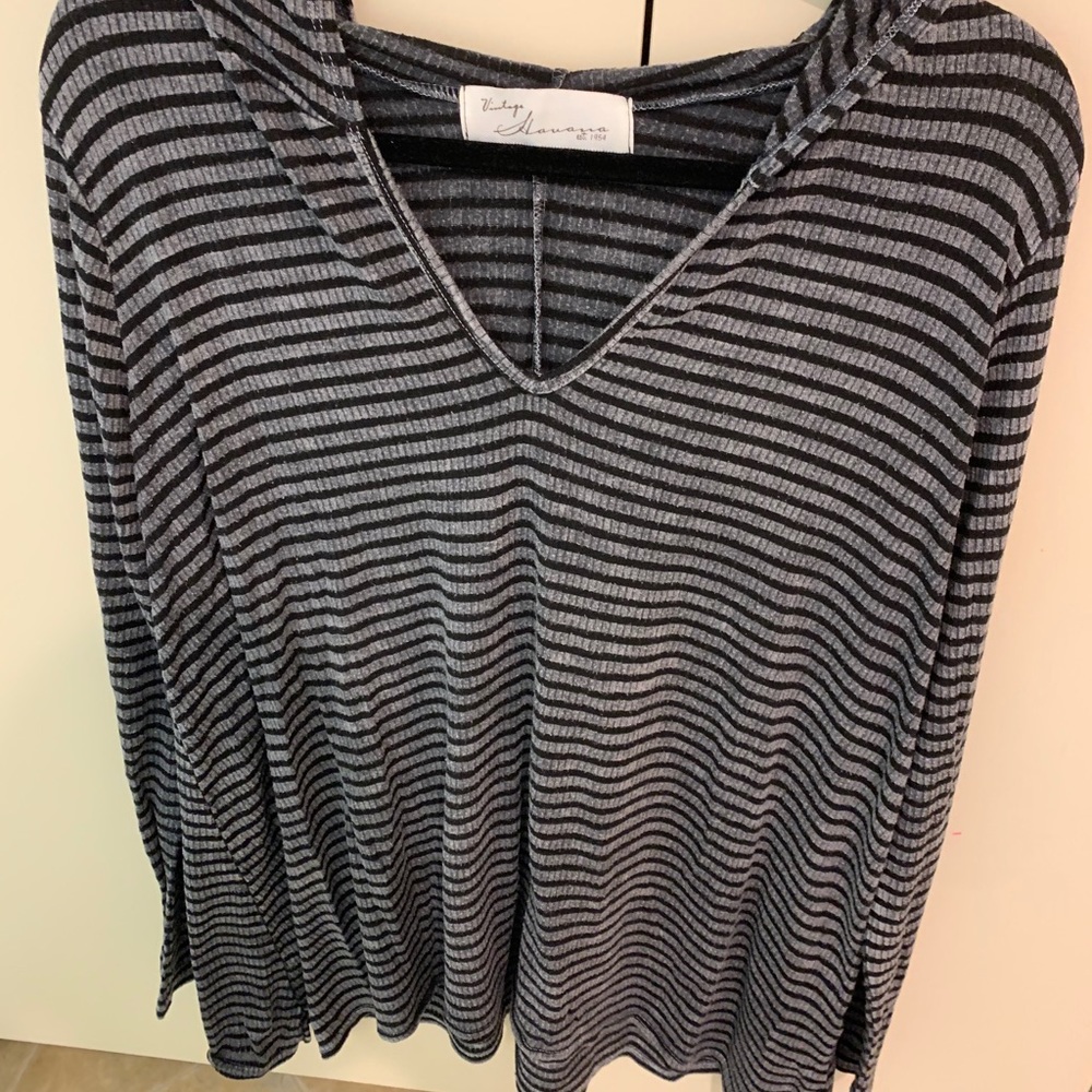 Vintage Havana long sleeve striped  hoodie large